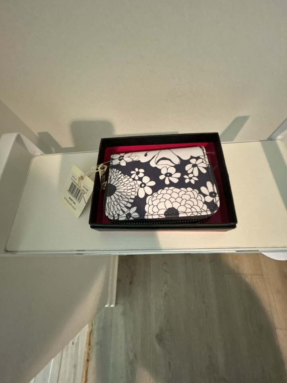 Trina Turk Zip Around Wallet Navy White Floral